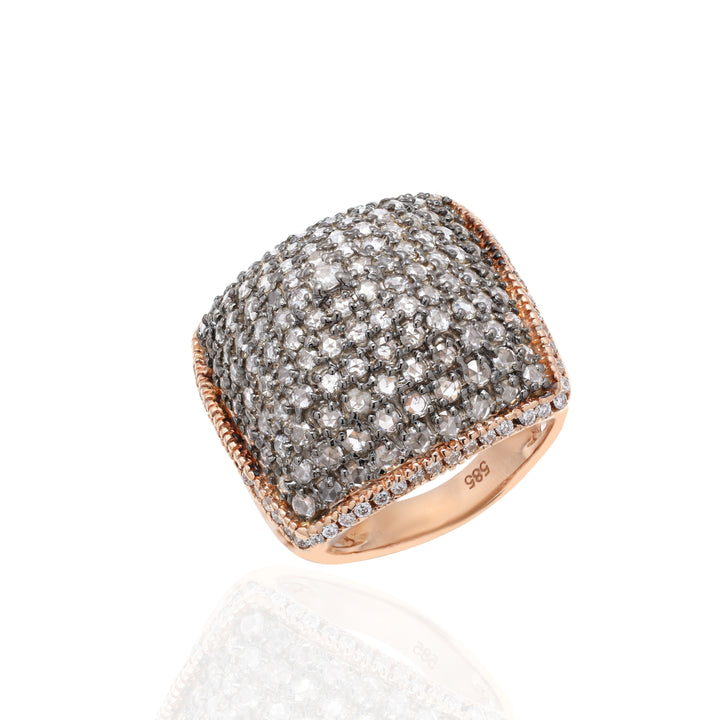 14K Rose Gold With Round Studded Diamond Women's Ring | Size US 7 | Customization Available