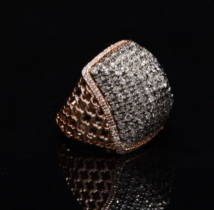 14K Rose Gold With Round Studded Diamond Women's Ring | Size US 7 | Customization Available